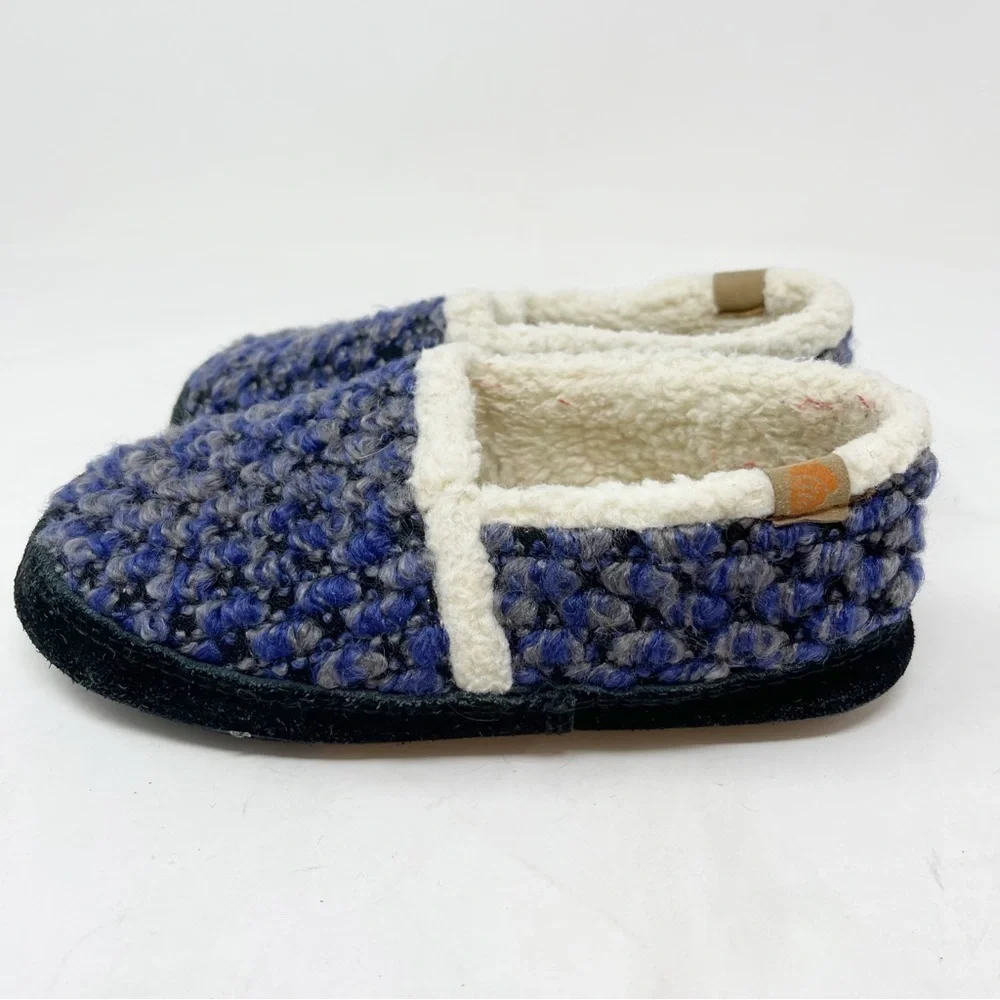 ACORN KIDS Unisex Blue Check L’IL JAM MOC Kids Moccasin Slippers Fleece Size 1-2